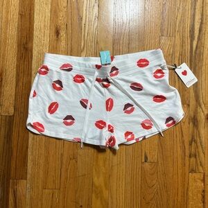 P.J. Salvage White Shorts with Red Kiss Print